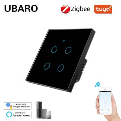 Un buen precio. Interruptor Zigbee inteligente, Led 10A, 5-300W/Gang, estándar UE/Reino Unido, Compatible con Zigbee Hubs 3Gang Tuya, Control por aplicación remota En línea