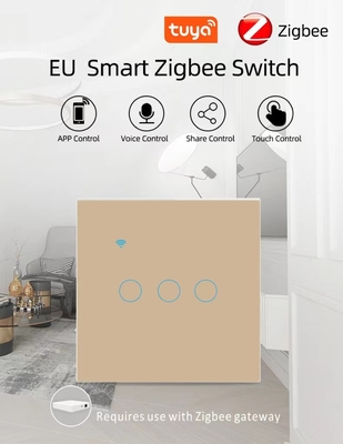 良い価格 スマートジグビースイッチ ゴールド EU/UK 標準 220V ウォールスイッチ アプリ コントロール オンライン