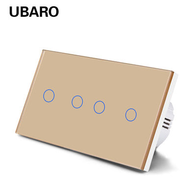 Un buen precio. 4 Gang Touch Light Switch Blanco Negro Gris Oro Interruptor de pared inteligente En línea