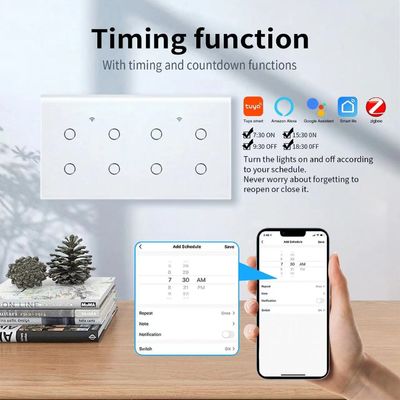 Un buen precio. Control táctil Zigbee Switch Module Control de voz ABS PC 8 Gang Blanco Toque Disminuidor de interruptor En línea