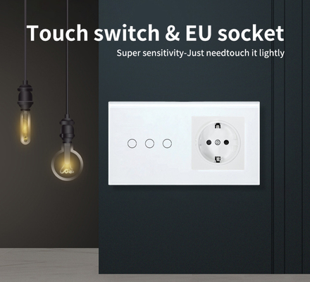 良い価格 タッチスイッチソケット 3 ギャング 壁 LED インディケーターを装着 青色 オフ 赤 オンライン