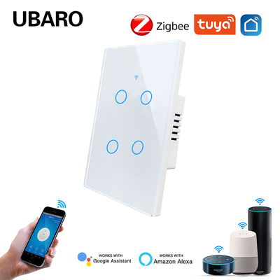 良い価格 118*74 ミリメートル強化ガラスパネルブラジルベトナムタイ標準 Zigbee スマートスイッチ 4 ギャング 5 ワット - 600 ワット Tuya Zigbee スイッチ オンライン