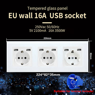 Un buen precio. Conector USB estándar de la UE Conectores eléctricos de 3500W con caja de fondo de montaje de USB En línea
