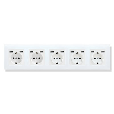 Un buen precio. 60mm GND Modern Plug Sockets Panel de vidrio templado Socket de pared con puerto USB En línea