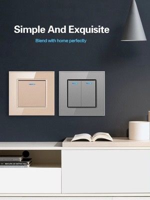 Ein guter Preis. Wand Presse Wippschalter Gehärtetes Glas Panel Embedded Single Control Warping Schalter Im Internet