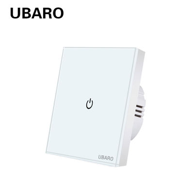 良い価格 UBARO 1gang 強化ガラスタッチライトスイッチパネル、100-240VAC 入力およびシングルライブワイヤー制御 オンライン