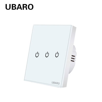 良い価格 UBARO 3 ギャング強化ガラス パネル タッチ ライト スイッチ IP20 コア パターン セリウム Rohs FCC 認定 オンライン