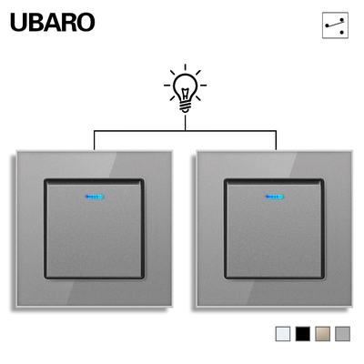 Καλή τιμή. UBARO EU/UK Standard 86Type Fireproof Wall Switch 1-4 Gang Double Switch 3-2000w LED Light Switch Socket Ηλεκτρική λαμπτήρα φωτισμού Διαδικτυακά