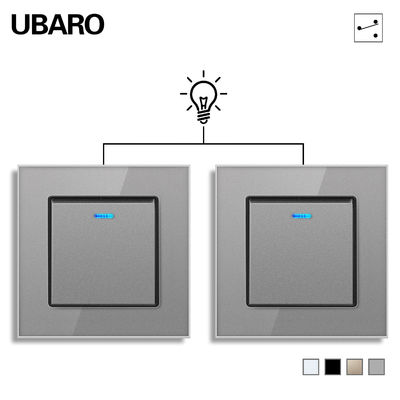 Un buen precio. UBARO UE/Reino Unido Estándar 86Tipo de interruptor de pared a prueba de fuego 1-4 Gang Double Switch 3-2000w Socket de interruptor de luz LED En línea