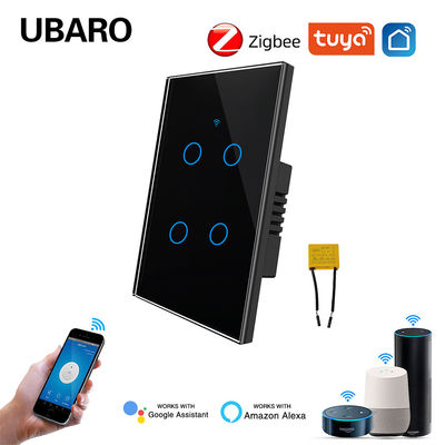 Un buon prezzo. 4Gang 110V 10A Smart Zigbee Interruttore a parete con Tuya Smart App per luci a LED Funziona con Alexa Alice Voice Equipment Timing In linea