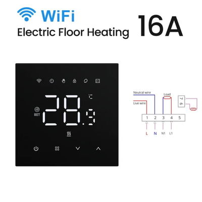 Goede prijs. Tuya WIFI slimme elektrische 16A thermostaat met LED-scherm voor kamertemperatuurbereik -5.C-50.C Compatibel met Wi-Fi 2,4GHz B/g/nTouch / mobiele APP / stembediening Compatibel met Alexa / Google Home Online