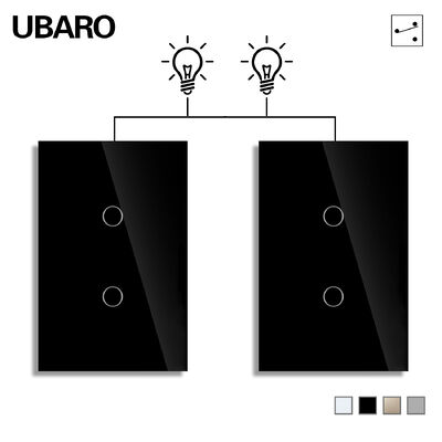 Un buen precio. Panel de vidrio templado de lujo, Interruptor táctil doble con Control de cable neutro, 2 entradas, 2 vías, 118x74x35mm para hogar y oficina En línea