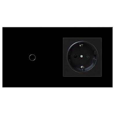 Goede prijs. 157 * 86 mm Europese standaard aanraaklichtschakelaar met paneel van gehard glas en enkele live-draadbediening Online