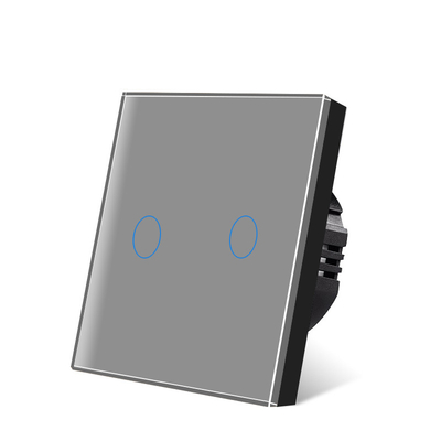 good price UBARO EU Standard 100V - 240Vac 10A Touch Light Switch Single Live Wire Grey Glass Panel 2gang  Electrical Switch online