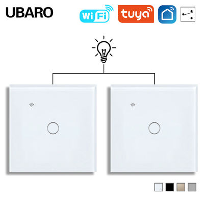 Good price Smart Dual Light Switch with Tempered Glass Panel Voice Control and 100-240Vac for Stair Bedroom online