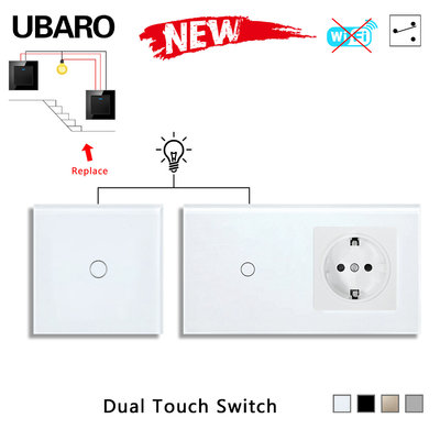 good price Tempered Glass Panel Dual Light Switch 86 Types-157 Types Switch And Socket 16sets/ctn 410*300*210mm online