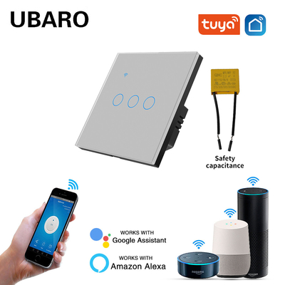 Goede prijs. Eu Standaard 3-gang Tuya App Intelligente Schakelaar Afstandsbediening/Voice/Timing Smart WIFI Schakelaar Delen Controle 5-400 W/gang Online
