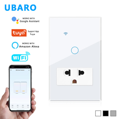 Un buen precio. Combinación de enchufe de interruptor estándar de Tailand/Vietnam con panel de vidrio templado 118*74*35 mm En línea