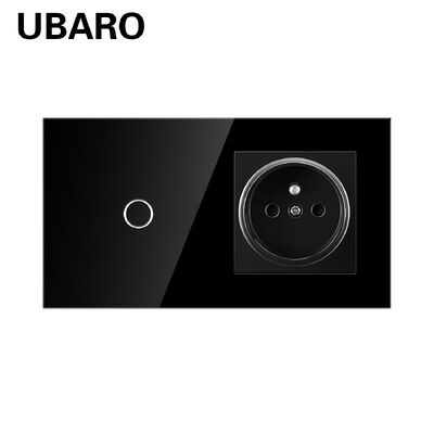 Good price Tempered Glass Panel Touch Switch and French Socket Combination with 146*86*35mm Size for Round Installation Box online