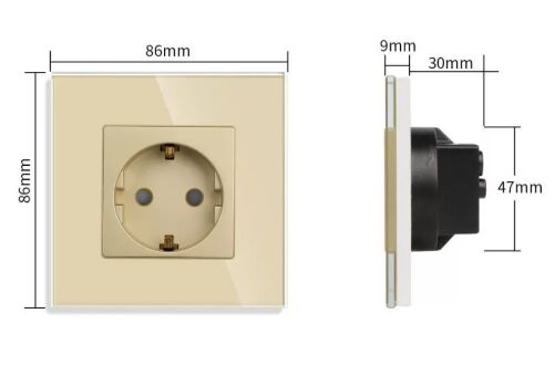 Goede prijs. UBARO 86×86×35mm elektrische schakelaar en stopcontact met 3500W nominaal vermogen en gehard glazen paneel voor moderne huizen Online