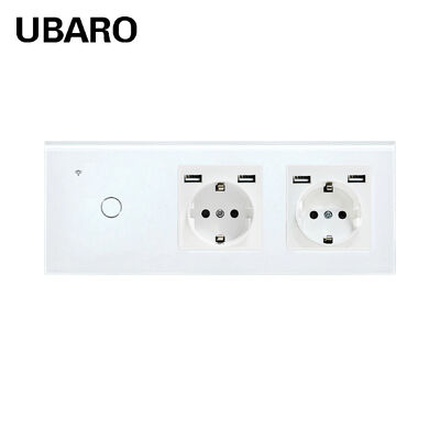 good price UBARO White Zigbee Smart Wall Switch Socket 1 Gang Touch Switch + 2 EU Schuko Outlets with Dual USB Ports online